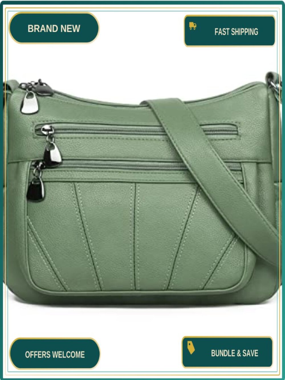 Soft PU Leather Crossbody Bag Medium Roomy Satchel with Adjustable Strap